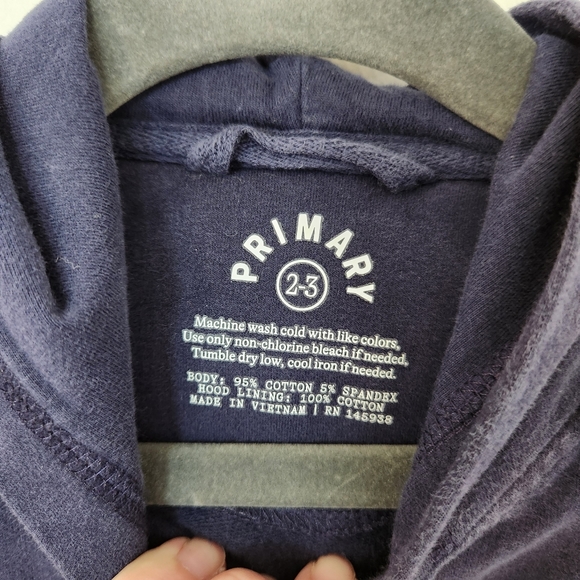 Primary navy zip sweatshirt with rainbow trim sz 2-3Y - Picture 6 of 7